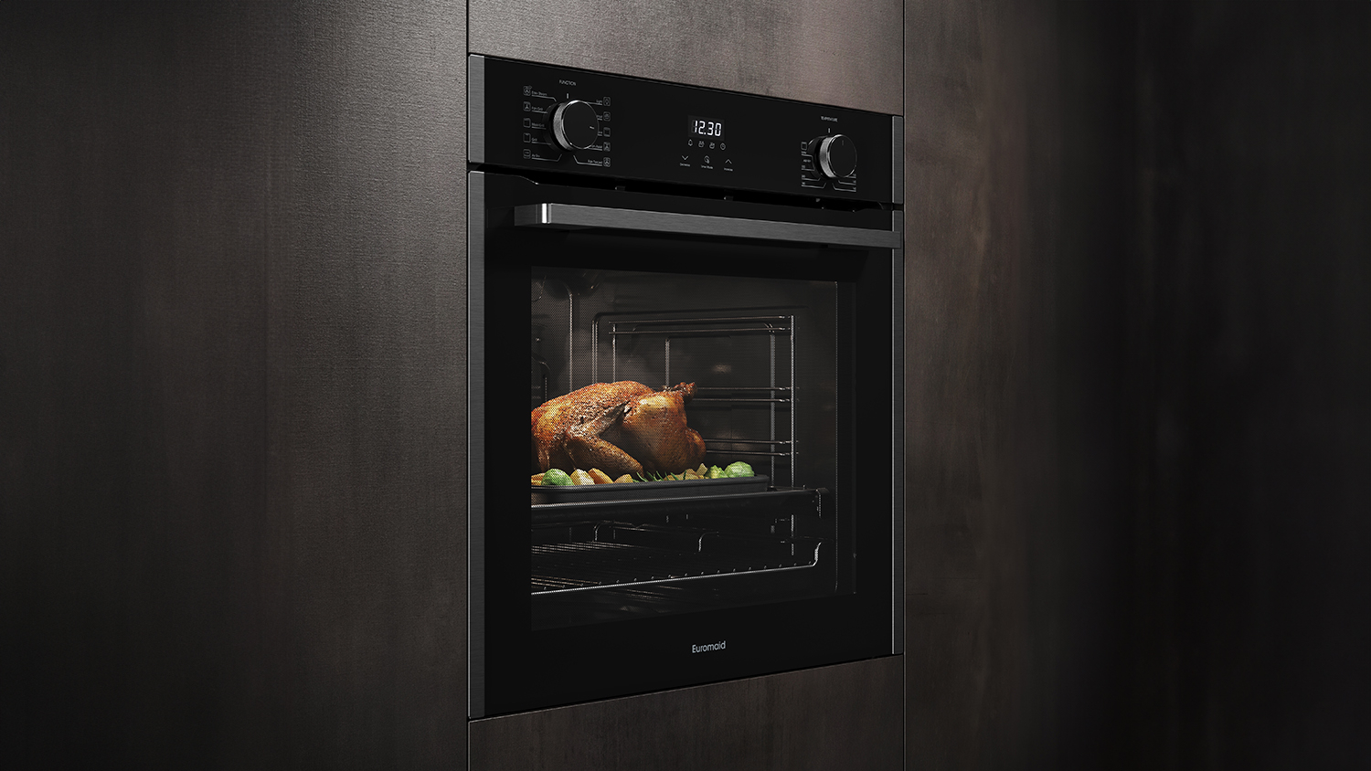 Euromaid 60cm Built-In Oven with 10 Functions - Dark Stainless Steel (EO610ATB)