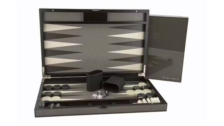 Dal Rossi 18" Backgammon Set - Carbon Fibre Finish