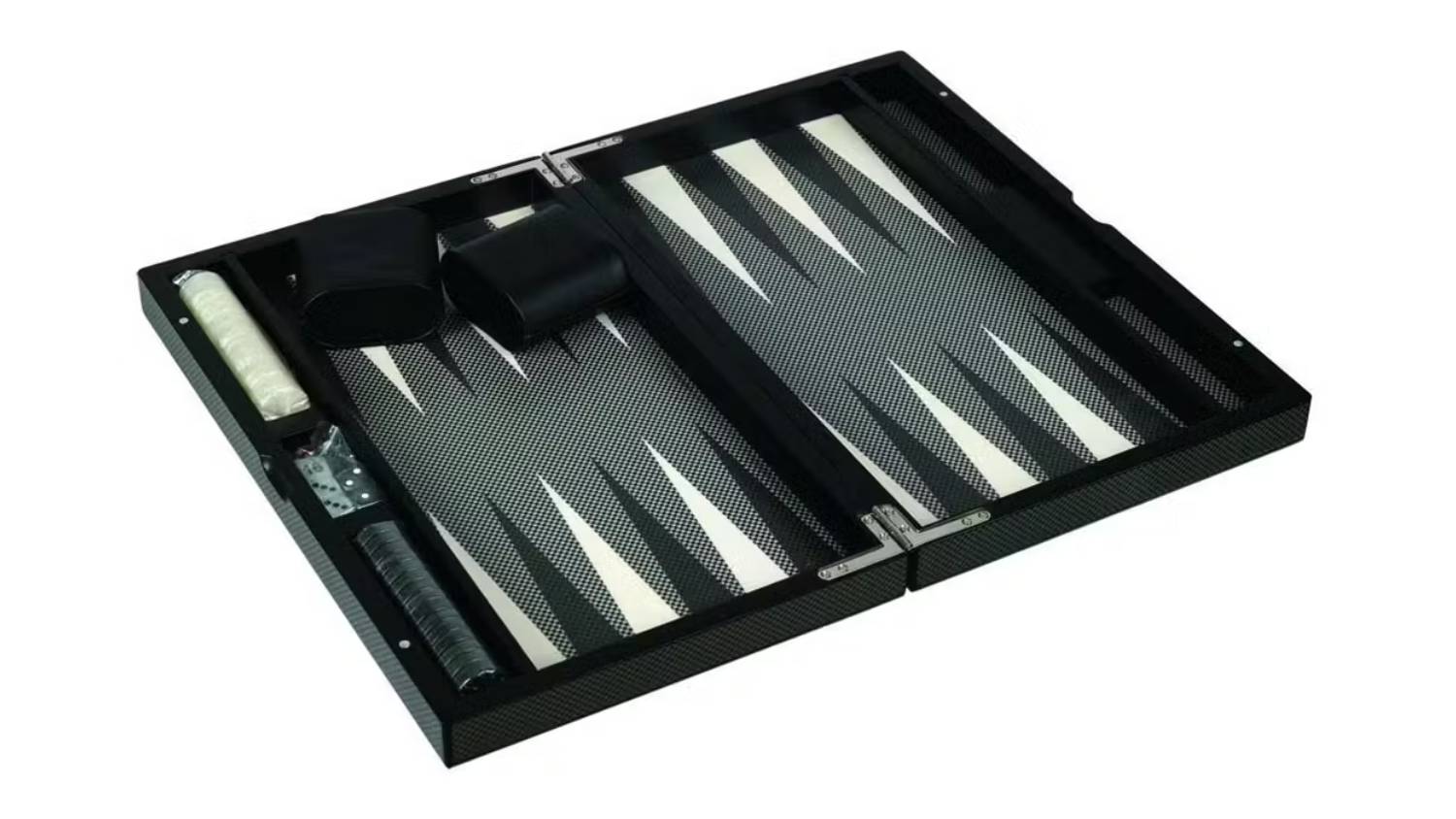 Dal Rossi 18" Backgammon Set - Carbon Fibre Finish