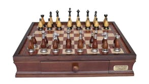 Dal Rossi 16" Staunton Metal/Wood Chess Set with Drawers