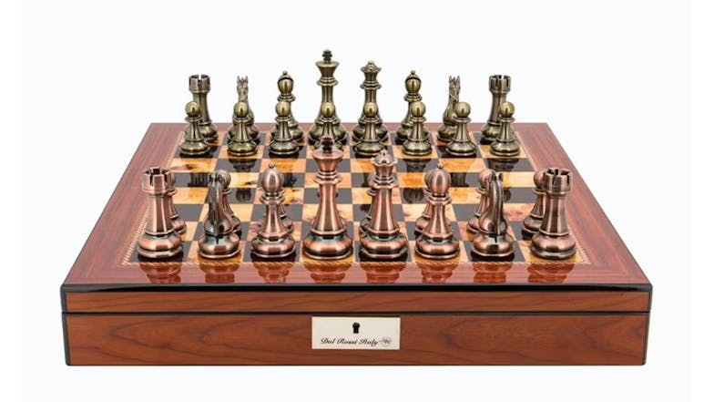 Dal Rossi 20" Copper & Bronze Chess Set - Walnut Shiny Finish
