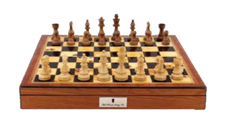 Dal Rossi 20" Staunton Wooden Chess Set - Walnut Shiny Finish