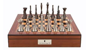 Dal Rossi 16" Staunton Metal Chess Set - Walnut Finish