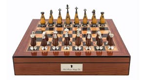 Dal Rossi 16"  Staunton Metal/Wood Chess Set - Walnut Finish
