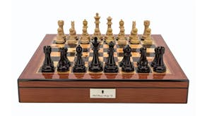 Dal Rossi 20" Dark Cherry & Box Wood Chess Set - Walnut Finish
