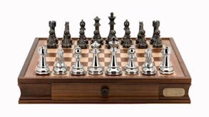 Dal Rossi 20" Weighted Titanium Black & Silver Chess Set
