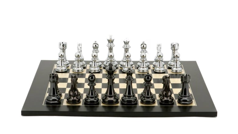 Dal Rossi 19.6" Weighted Titanium & Silver Chess Set