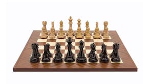 Dal Rossi 19.6" Weighted Chess Set -  Dark Red/Black Ebony Wood Finish