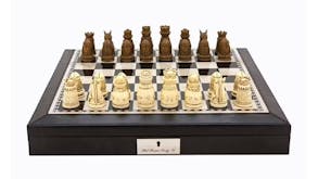 Dal Rossi  18" Medieval Chess Set - Black PU Leather Edge
