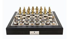 Dal Rossi 18" Medieval Warriors Chess Set - Black PU Leather Edge
