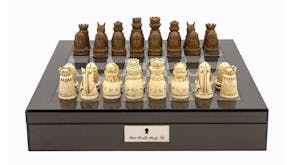 Dal Rossi 16" Medieval Chess Set - Carbon Fibre Shiny Finish