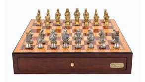 Dal Rossi 18" Medieval Warriors Chess Set - Red Mahogany Finish