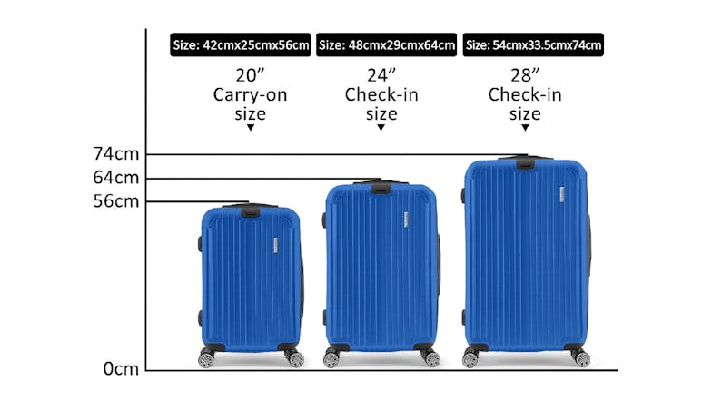 TSB Living Voyage Elite Luggage Case Set 3pcs. - Blue