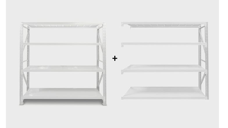 TSB Living 4 Tier Longspan Shelving Unit 1.5m - Grey-White