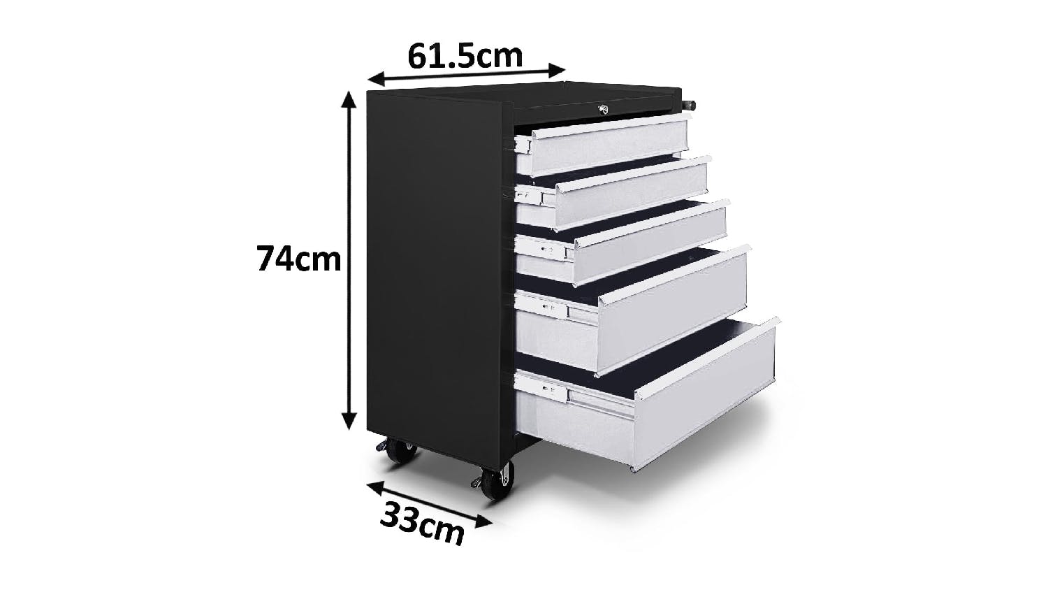 TSB Living 5 Drawer Rolling Tool Cabinet - Black/White