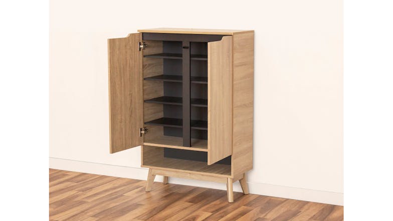 TSB Living Fella Shoe Cabinet - Hana Oak/Dark Grey