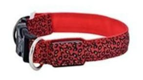 Hod Leopard Print Led Dog Collar X-Large - Red