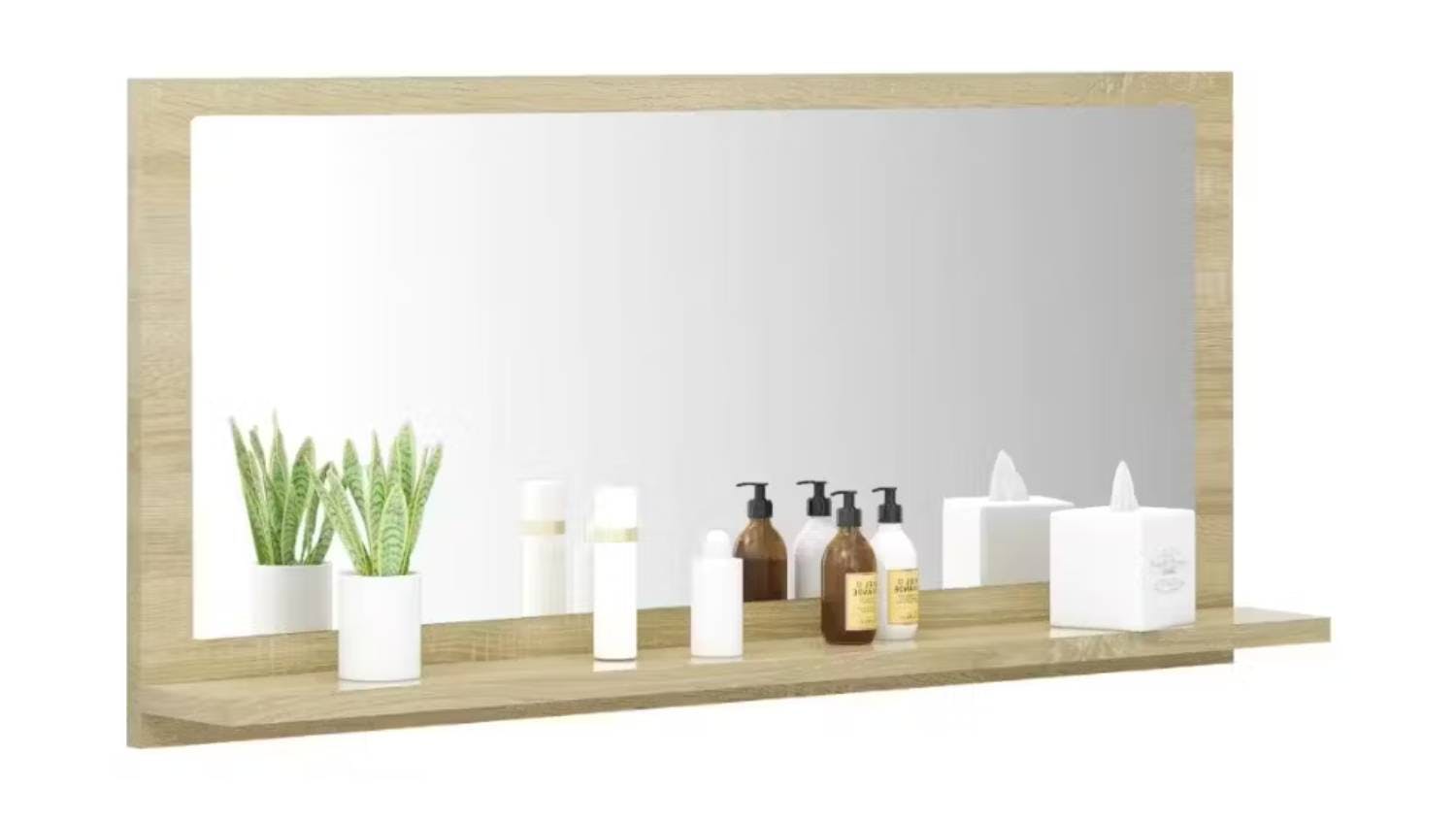 NNEVL Bathroom Mirror w/ Built-In Shelf 80x10.5x37cm Sonoma oak