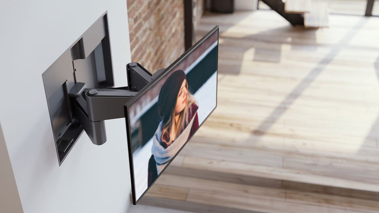 Nexus21 Motorised Wall Mount for up to 80" TV - Full Motion Design - Black (APEX)