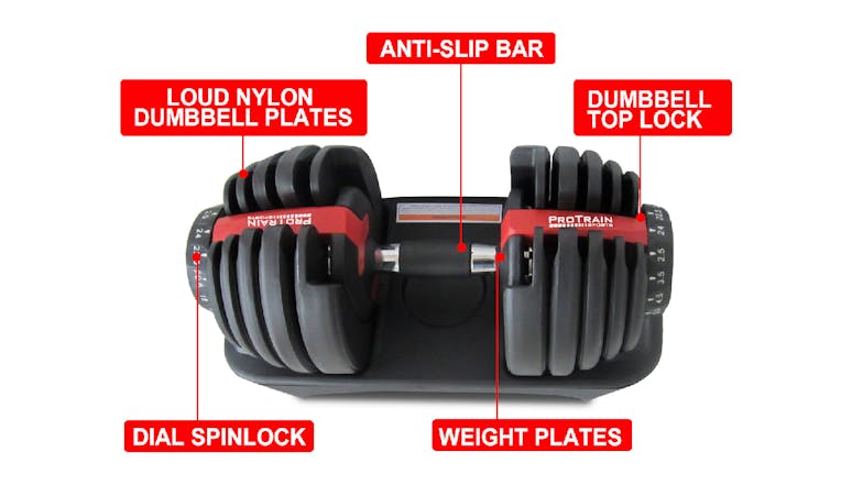 PROTRAIN Adjustable Dumbbell 2.5 - 24kg - Black/Red