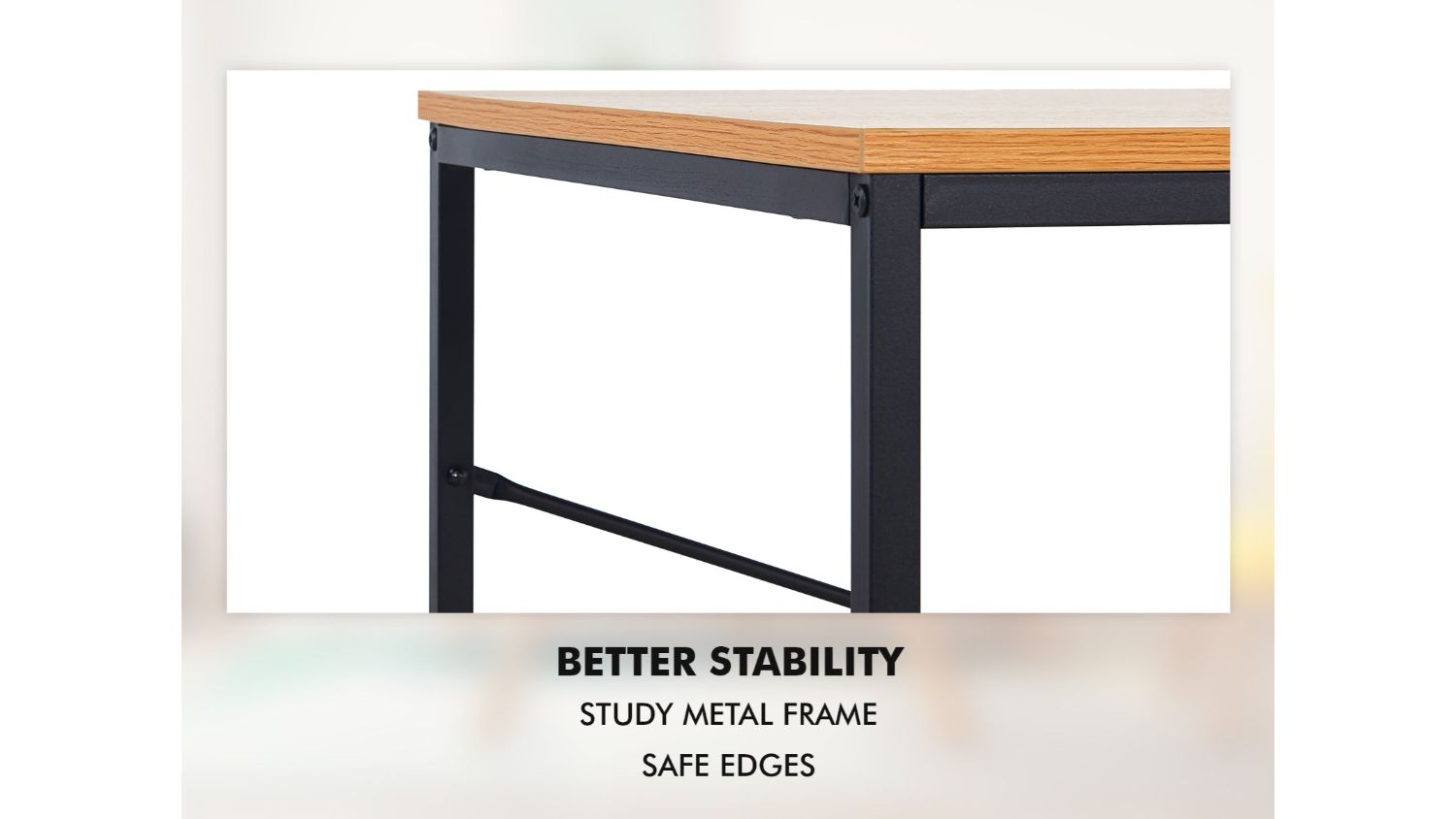 TSB Living Compact Metal Frame Desk Black/Oak Harvey Norman New Zealand