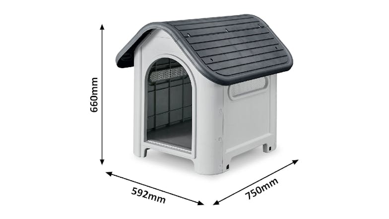 TSB Living Plastic Dog Kennel - Grey