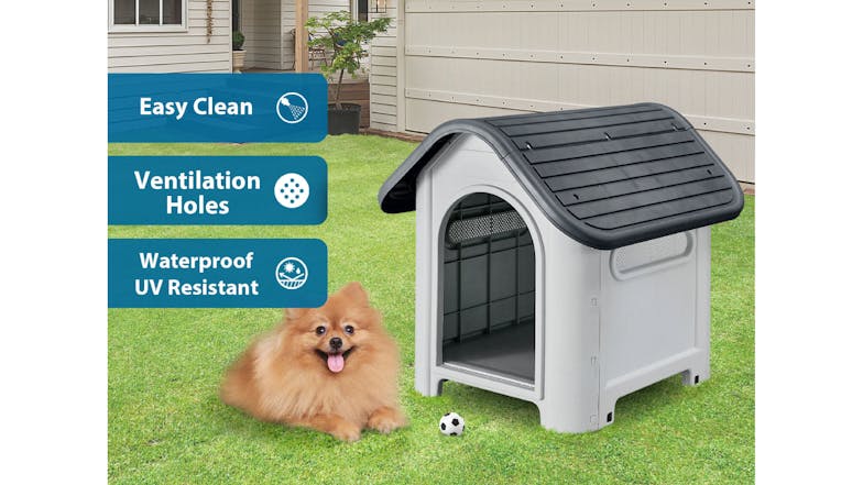 TSB Living Plastic Dog Kennel - Grey