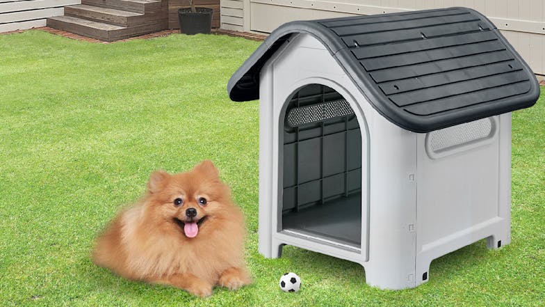 TSB Living Plastic Dog Kennel - Grey