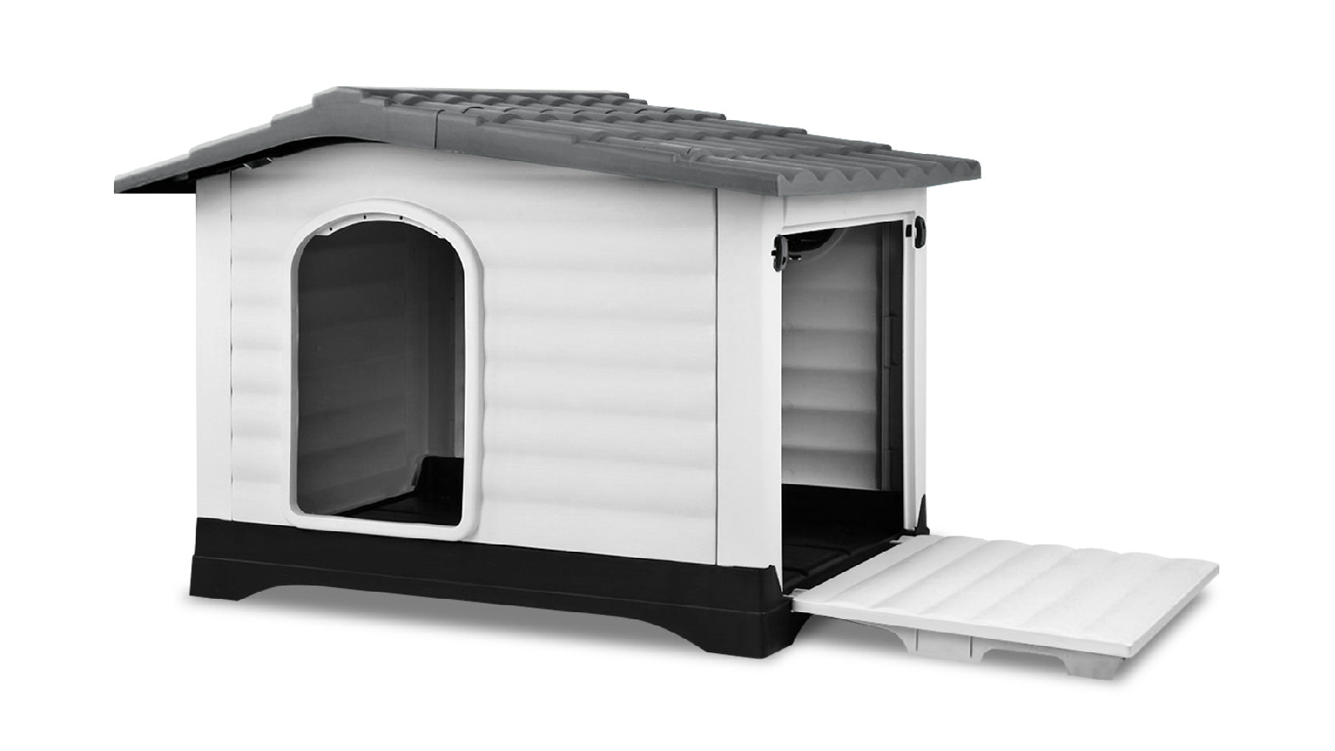 TSB Living Plastic Dog Kennel w/ Side Door - White/Blue