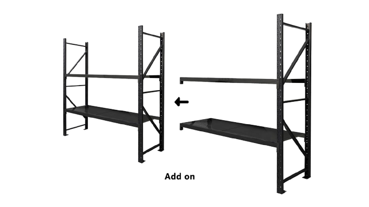 TSB Living 2 Tier Longspan Add-On Shelving Unit 1.5m - Black