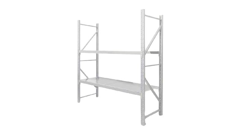 TSB Living 2 Tier Longspan Shelving Unit 2m - Grey-White