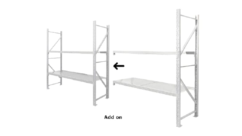 TSB Living 2 Tier Longspan Shelving Unit 2m - Grey-White