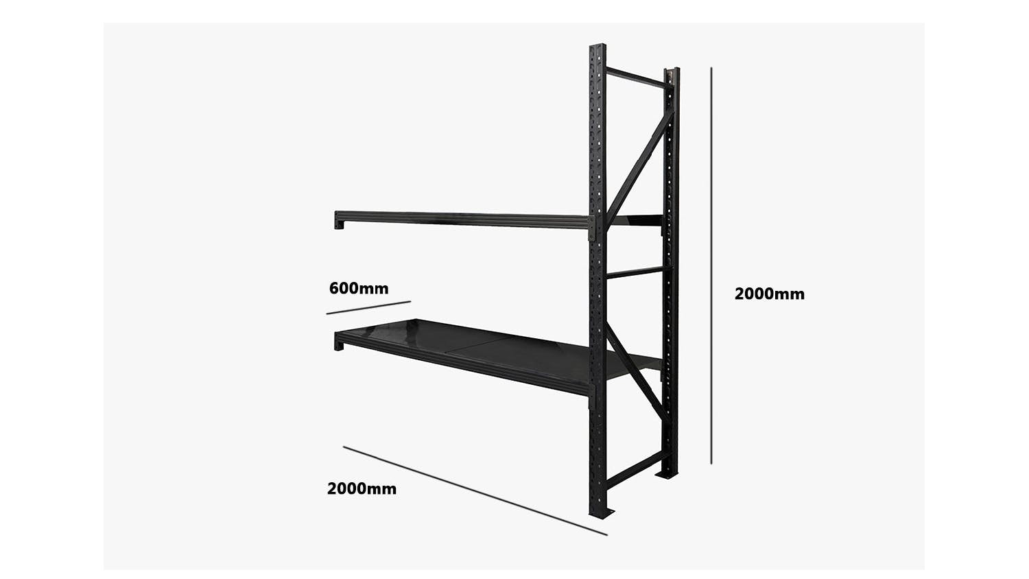 TSB Living 2 Tier Longspan Add-On Shelving Unit 2m - Black