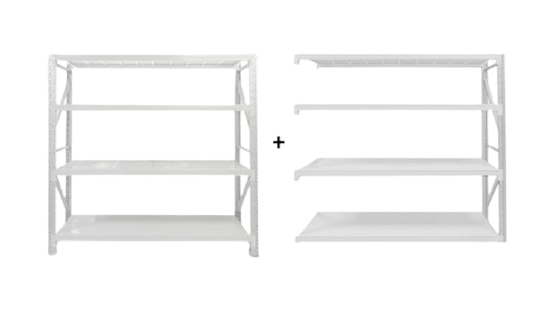 TSB Living 4 Tier Longspan Add-On Shelving Unit 1.5m - Grey-White