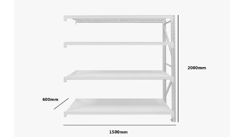 TSB Living 4 Tier Longspan Add-On Shelving Unit 1.5m - Grey-White