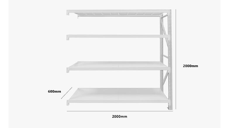 TSB Living 4 Tier Longspan Add-On Shelving Unit 2m - Grey White