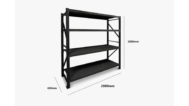 TSB Living 4 Tier Longspan Shelving Unit 2m - Black