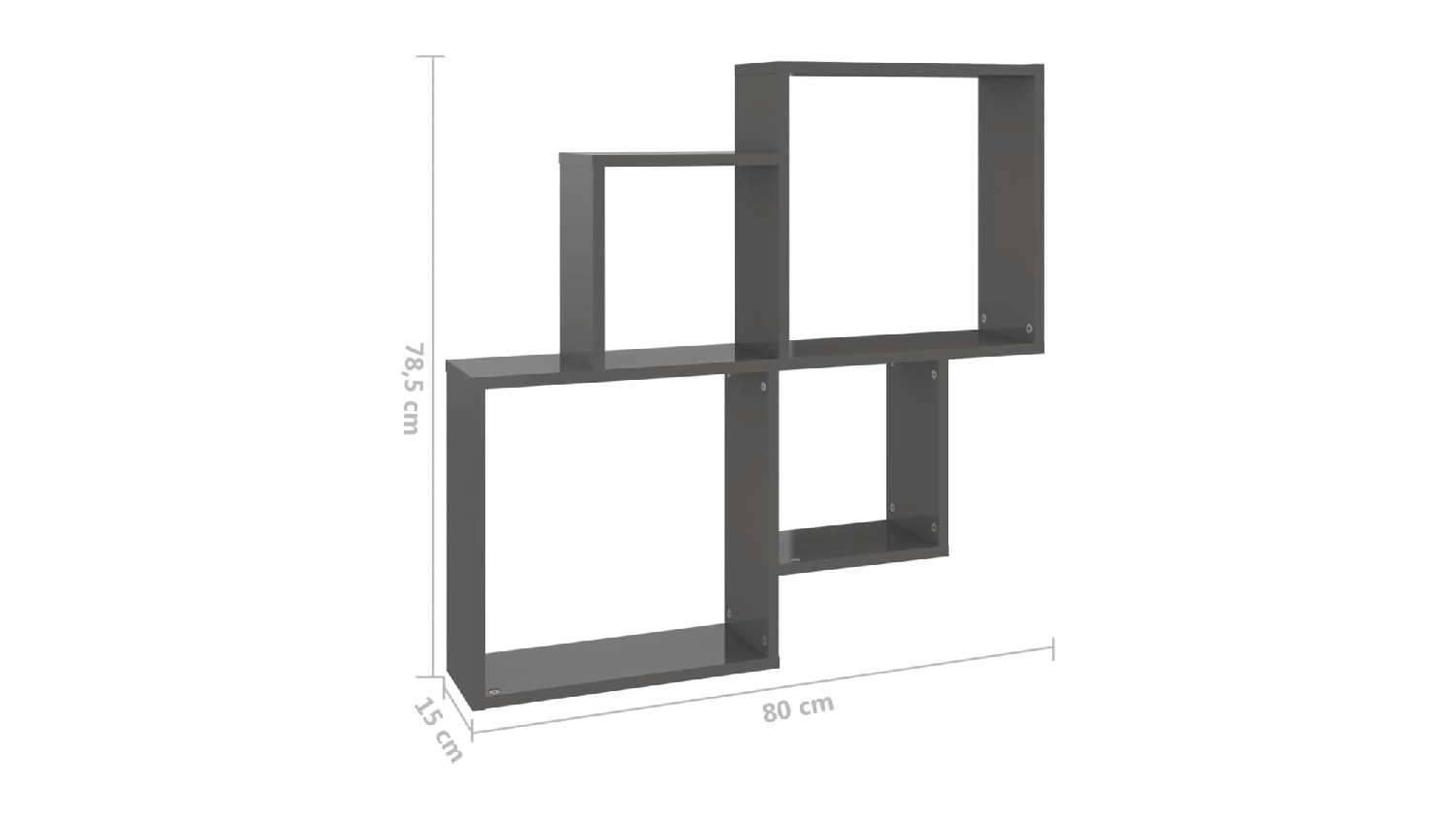 NNEVL Wall Shelves Cubes 80 x 15 x 78.5cm Gloss Grey Harvey Norman