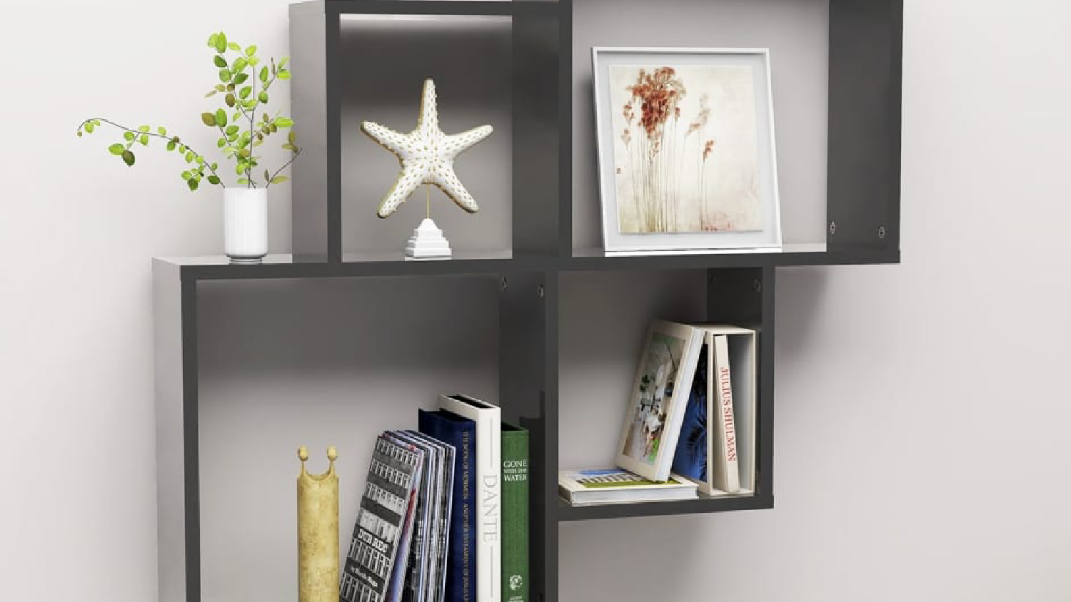 NNEVL Cube Wall Shelves 80 x 15 x 78.5cm - Gloss Grey