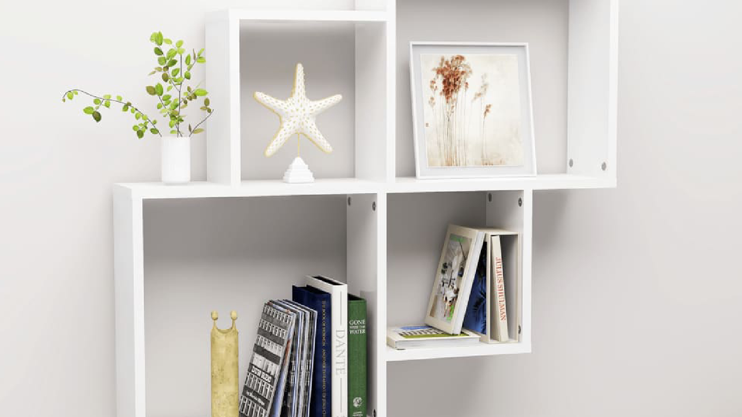 NNEVL Cube Wall Shelves 80 x 15 x 78.5cm - Gloss White