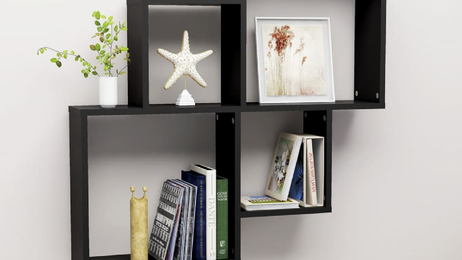 NNEVL Cube Wall Shelves 80 x 15 x 78.5cm - Black