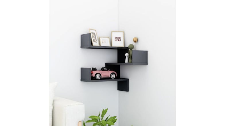 NNEVL Wall Shelves Corner 40 x 40 x 50cm - Gloss Grey