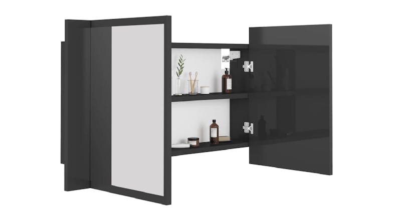 NNEVL LED Backlit Bathroom Mirror Cabinet 80 x 12 x 45cm - Gloss Grey