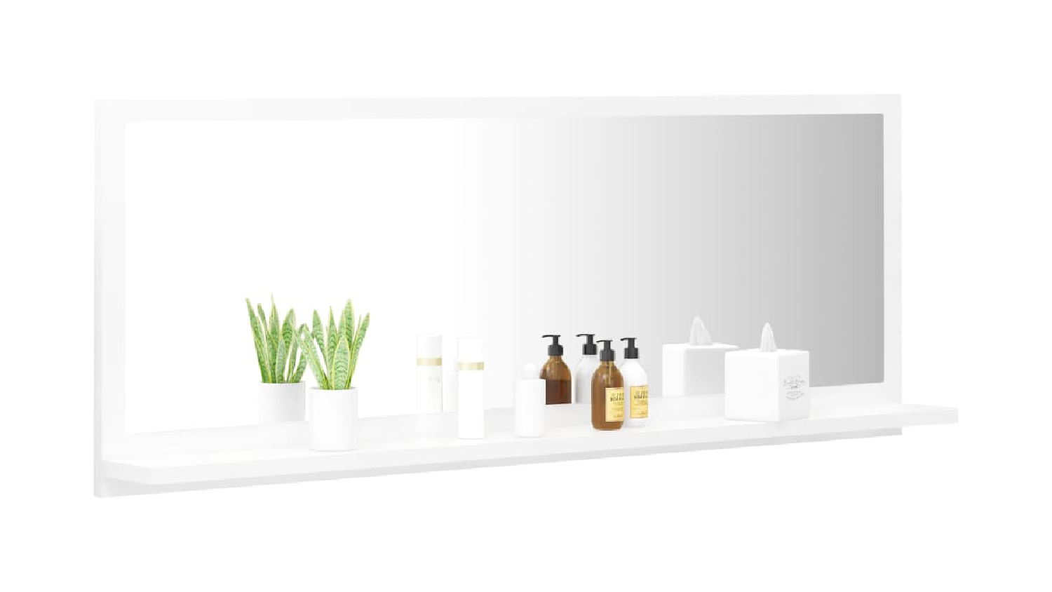 NNEVL Bathroom Mirror w/ Built-In Shelf 100x10.5x37cm - Gloss White