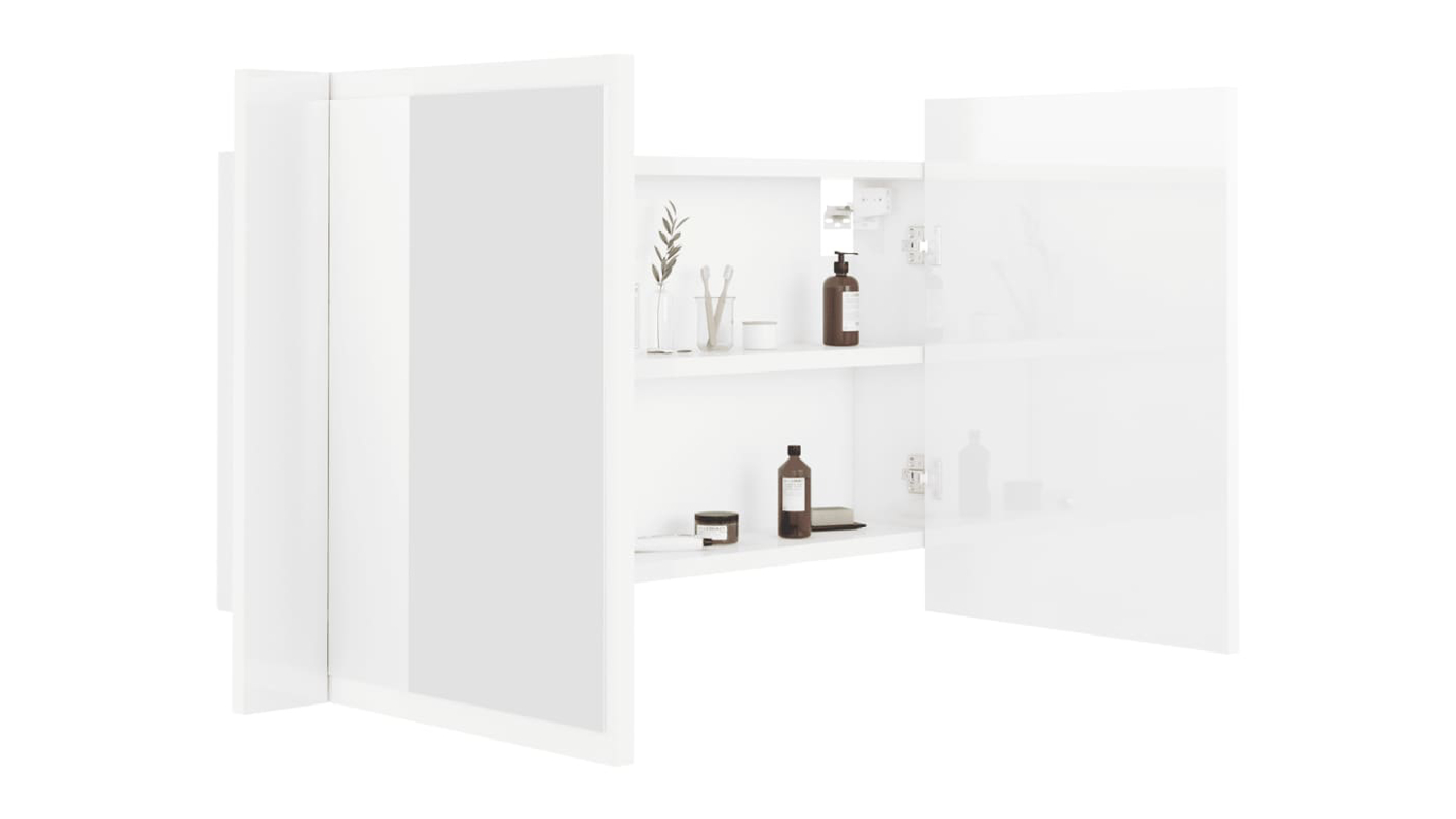NNEVL LED Backlit Bathroom Mirror Cabinet 80 x 12 x 45cm - Gloss White