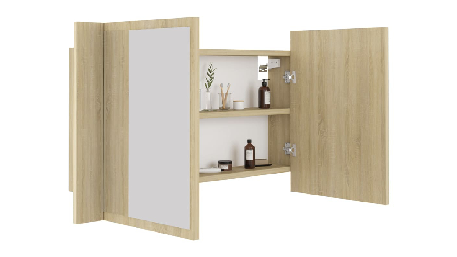 NNEVL LED Backlit Bathroom Mirror Cabinet 80 x 12 x 45cm - Sonoma Oak