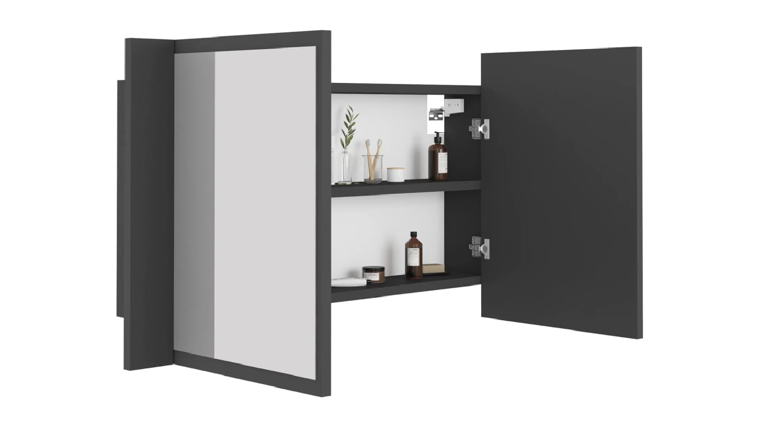 NNEVL LED Backlit Bathroom Mirror Cabinet 80 x 12 x 45cm - Grey