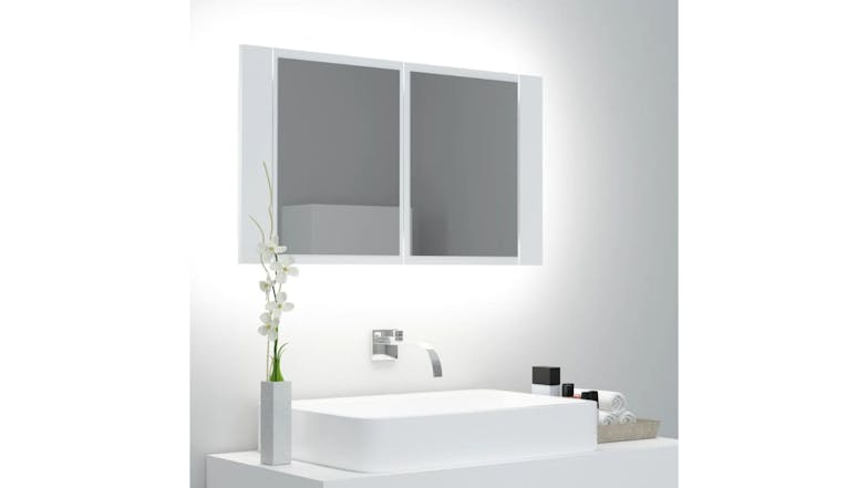 NNEVL LED Backlit Bathroom Mirror Cabinet 80 x 12 x 45cm - White