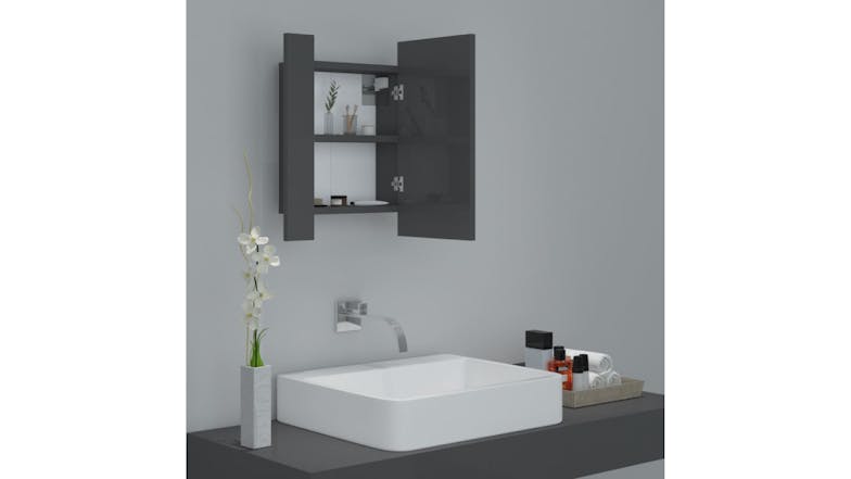 NNEVL LED Backlit Bathroom Mirror Cabinet 40 x 12 x 45cm - Gloss Grey