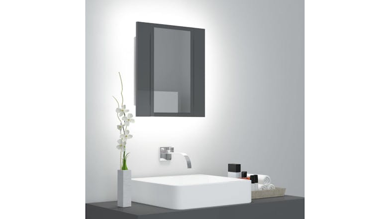 NNEVL LED Backlit Bathroom Mirror Cabinet 40 x 12 x 45cm - Gloss Grey